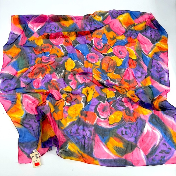 Vintage Accessories - NWT Vintage floral sheer square scarf/ head wrap